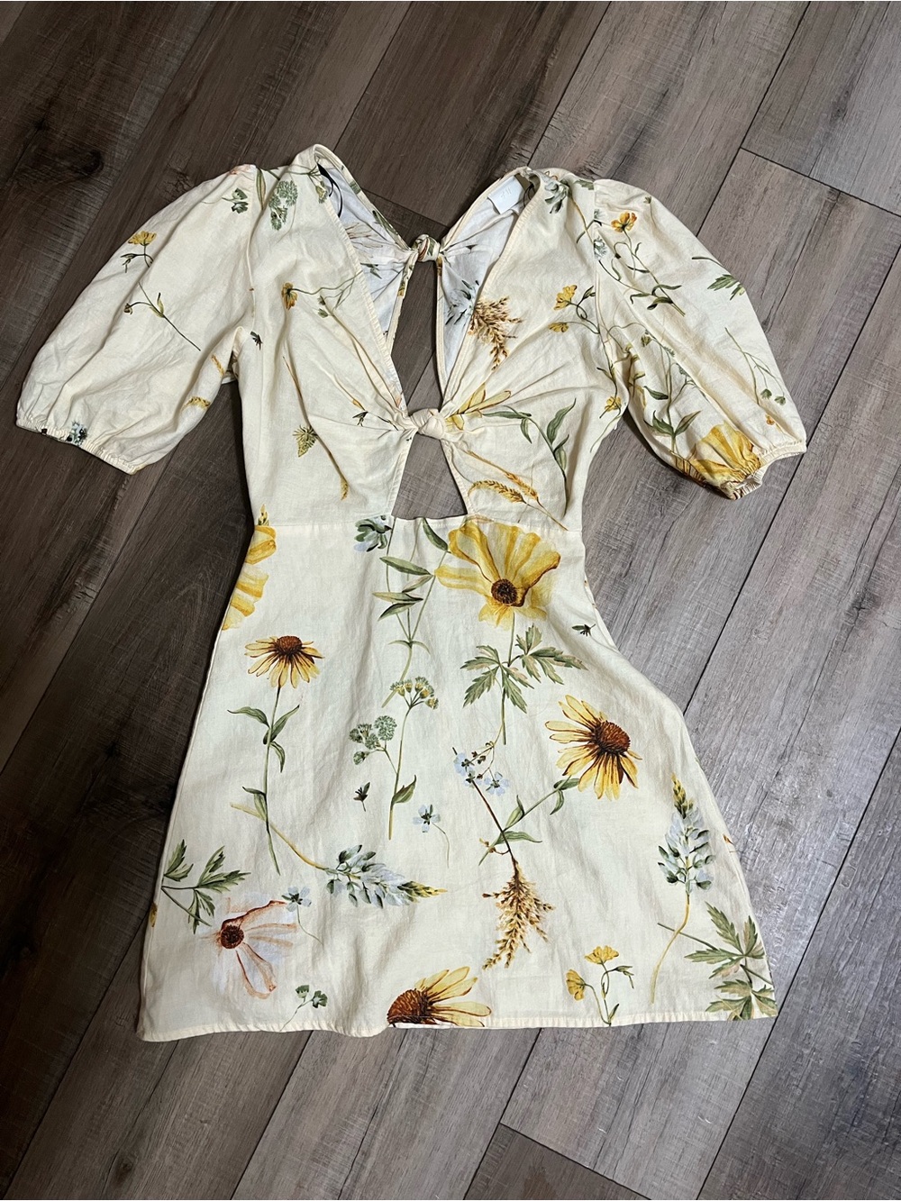 H&M Yellow Floral Cutout Mini Dress